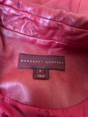 Margaret Godfrey‎ Red Genuine Leather Jacket Size Medium thumbnail 5