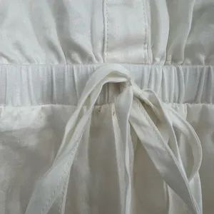 Elle White Eyelet Cotton Shirtdress Sleeveless Button Down Drawstring‎ Mini Sz S thumbnail 4