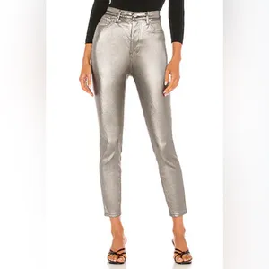 Free People We the Free Phoenix Coated High-Rise Skinny‎ Jeans in Silver Size 27 thumbnail 6