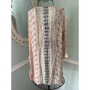 En Creme L Women's Creme‎ Floral Coverup Poncho Top Tunic thumbnail 3