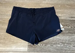 New Balance Sz L Athletic Shorts NB Dry Navy Blue White Trim Built in Panty thumbnail 1