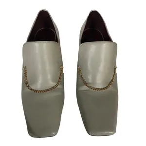 Charles & Keith Gray Leather Block Heel Chain Loafers (36) thumbnail 4