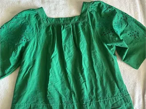 Soft Surroundings Emerald Square-Neck Eyelet Cotton Blouse thumbnail 9