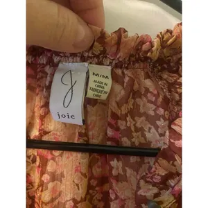 Joie Red Floral blouse small long sleeve Ruffled Stand Up Collar thumbnail 6