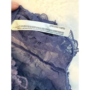 Free People‎ Blue Floral Lace Racerback Bodysuit Plunging V-Neck Lingerie Medium thumbnail 3