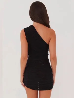 NWT Peppermayo Percilla Ladder Knit Mini Dress in Black, Size XS/S thumbnail 5