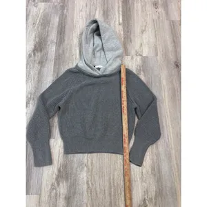 all:row Womens Gray Ribbed Knit Contrast Hooded Sweater‎ Size Small thumbnail 5