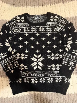 NWT Barefoot dreams black fair isle cozy chic seaside crewneck pullover Large thumbnail 2