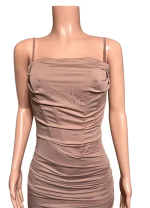 Marthea sleeveless bodycon corset maxi dress/ spaghetti strap ruched mocha dress M thumbnail 7