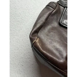 Kate Spade Rare Brown/Black Leather Turn Lock Shoulder Bag Purse With Dust Bag thumbnail 3