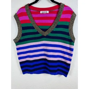 Boden Olivia Merino Tank‎ Women Size S Striped Metallic Dopamine Sweater Vest thumbnail 2