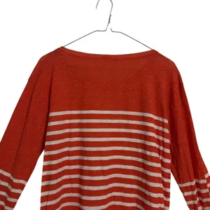 J.Crew Womens Orange White Striped Slub Cotton 3/4 Sleeve Top Size‎ M 80227 thumbnail 8