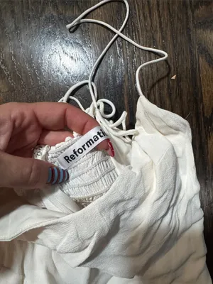 Reformation Cream Lightweight Spaghetti-Strap Dress thumbnail 3