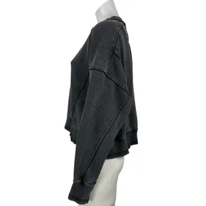 Free People FP Movement Intercept Washed Black Boxy Crop Sweatshirt Top Size M thumbnail 3