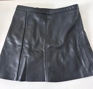 H & M Black faux leather pleated mini skirt thumbnail 1