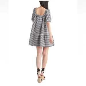 Black Tape_ Womens‎ Gingham Short Sleeve Mini Dress Button Up US M Regular thumbnail 2