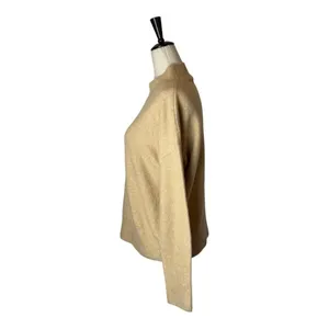 Magaschoni Sweater Women‎ Small Tan Knit Wool Blend Mock Neck Pullover thumbnail 7