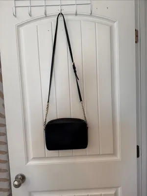 Michael Kors Black Leather Crossbody with Gold Chain Strap thumbnail 3