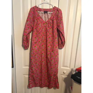 J. Crew Collection Midi Dress Floral Block Print Pink V-Neck‎ Long Sleeve Size S thumbnail 4