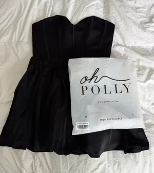 Brand-new Oh Polly black satin mini dress with tags thumbnail 1