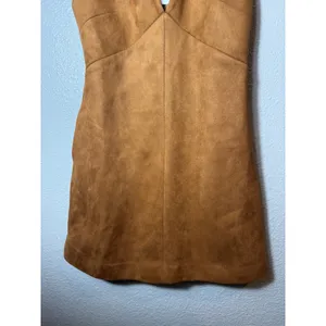 NWT COMMENSE Suede V-Neck Sleeveless Mini Dress Light Brown XS thumbnail 7
