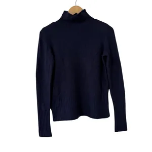 MADEWELL Merino Wool Ribbed Navy Long Sleeve Turtleneck Sweater Top thumbnail 5