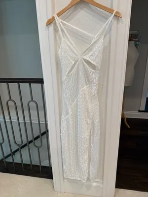 For Love & Lemons NWT White Lace Cutout Midi Dress Size Medium thumbnail 2