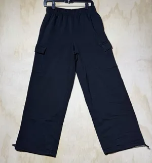 No Boundaries Women's S 4-6 Black Cargo Sweatpants Wide Leg Baggy Drawcord Y2K thumbnail 1