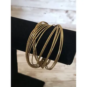 Connected Multi Bangle Statement Bangle / Bracelet Gold thumbnail 2