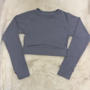 AYBL Athletic Minimalist Workout Seamless Long Sleeve Gray Crop Top Active Small thumbnail 9