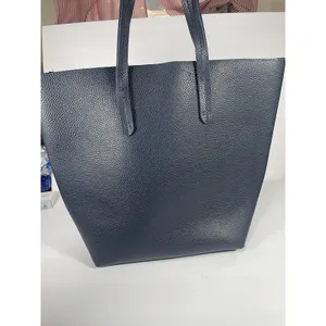 ULTA Beauty Navy Blue Faux Leather & Suede Tote Bag Shoulder Purse Magnetic Snap thumbnail 2