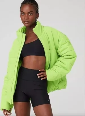 Alo Yoga Corduroy Stage Puffer in Celery Green Unisex Cotton Blend Size XXL thumbnail 1