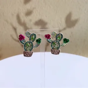 Desert Disco Rhinestone Cactus Statement Earrings — Western Kitsch – NWT Green thumbnail 4