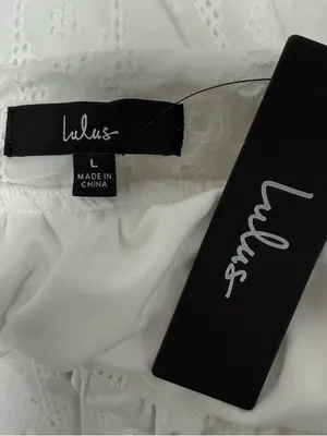 Lulus White Eyelet Halter Ruffle V Neck Ruffle Sicilian Sun Midi Dress New Large thumbnail 9