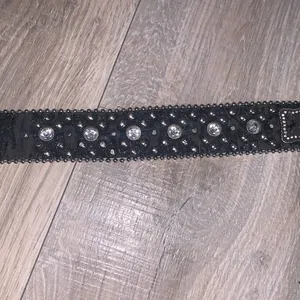 Mountain West Rhinestone Black Leather Belt Womens Studded Western thumbnail 9