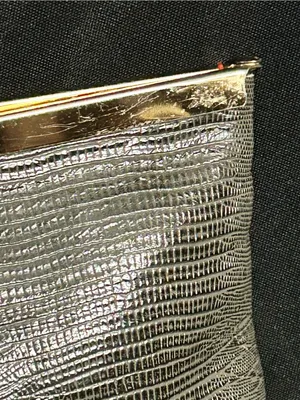 Vintage Textured Grey Clutch with Gold Frame thumbnail 6