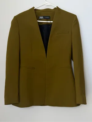 Zara Olive Green Blazer Size Medium thumbnail 1
