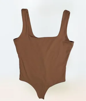 Abercrombie and Fitch Soft Collection Brown Matte Seamless Squareneck Bodysuit S thumbnail 1
