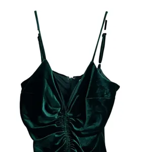 Dear Moon Ruched Front Velvet Bodycon Mini Dress Emerald Green Size 11 thumbnail 3