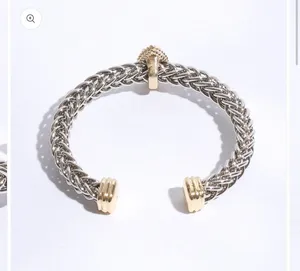 Two T Ponytail Eye Pave Bangle Bracelet Silver thumbnail 3