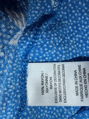 Mod lusive Blue Floral Sleeveless Top Size L Crochet Detail Neck Tie thumbnail 4