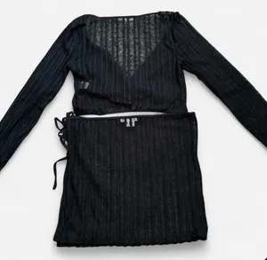 Bear Dance Black Sheer Knit Cover Up Two-Piece Set thumbnail 10