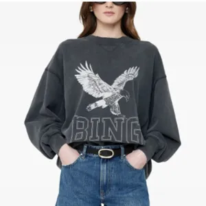 Anine Bing Retro Alto Eagle Graphic Organic Cotton Sweatshirt Washed Gray Black thumbnail 2