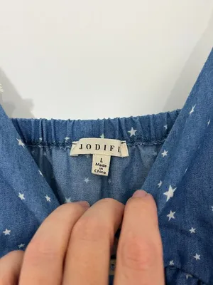 New Jodifl Large Starry Dotted Chambray Denim Babydoll Dress thumbnail 5