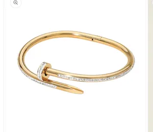 Stone Paved Hinged Bangle Bracelet Gold thumbnail 5