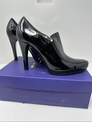 Stuart Weitzman Black Patent‎ Leather Loafer Pumps Size 8.5 thumbnail 4