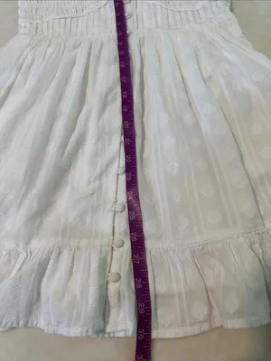 Anthropologie White Eyelet Ruffled Button-Front Dress thumbnail 7