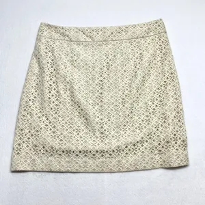 LOFT Floral Lace Mini Skirt Womens Size 10 Cream Ivory Boho Cotton‎ Blend A-Line thumbnail 6