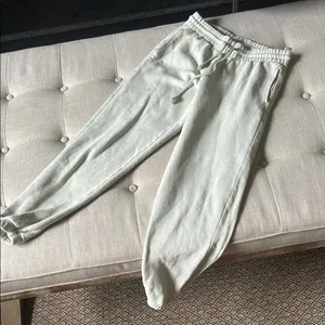 TNA Aritzia Cozy Af Fleece Sweatpants Jogger Sage Green Pockets Size Small thumbnail 3
