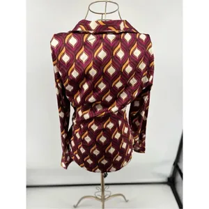 NWT Cupcakes & Cashmere Geo Print Faux Wrap Blouse Long Sleeve S thumbnail 12